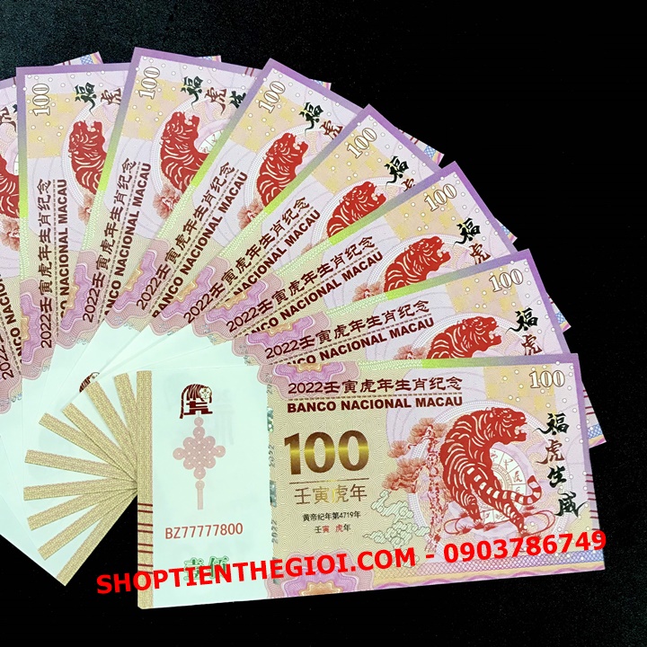 Tiền Lì Xì 100 Dola Macao Hình Con Cọp 2022 - SP005382